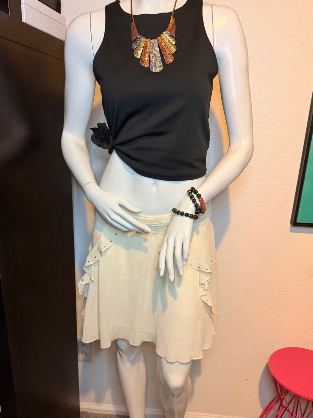 Zara Cream Studded Skirt